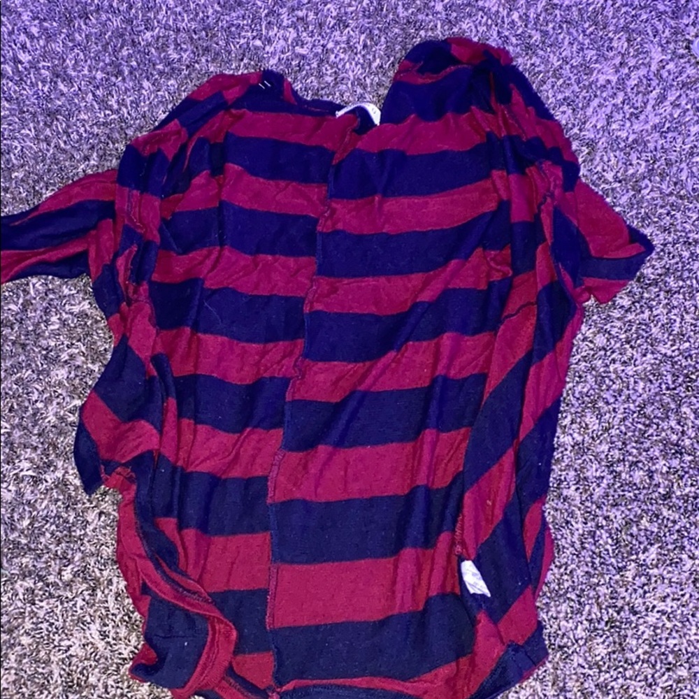maroon and blue open front top